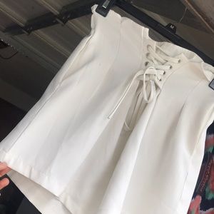 High waisted white shorts